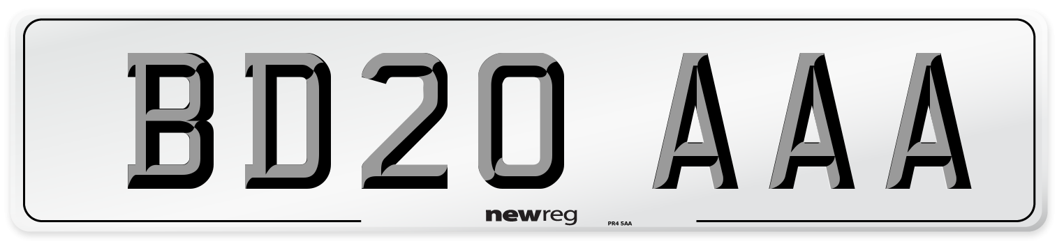 BD20 AAA Number Plate from New Reg